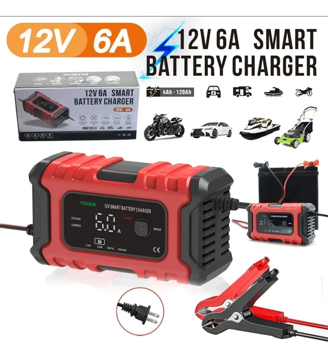 ⚡“¿Sin batería? ¡Cárgala en minutos con el 12V Inteligente!”  Cargador Inteligente de Batería 12v